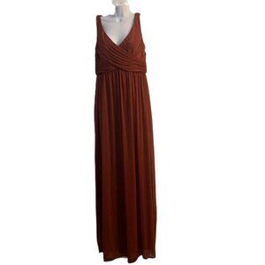 DB Studio Celebrate Long Mesh‎ Cowl Neck Bridesmaid Dress Cinnamon Size 10